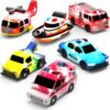 Tub Works® Emergency™ Cars Light Up Bath Toys, 6 Pack | Water-Activated Light Up Toys Flash & Change Color | Soft, Squeezable Baby & Toddler Bath Toys | Sensory Toys with Bath Lights for Kids Bath